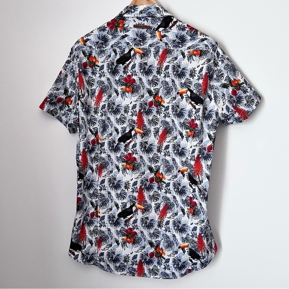 A Fish Named Fred Toucan Leaf Print Colorful Short Sleeve Shirt from Amsterdam M - Picture 10 of 14